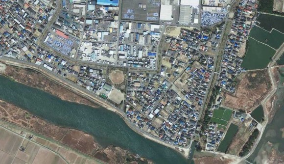 Sendai, Japan on April 4, 2010. Satellite image courtesy of GeoEye.