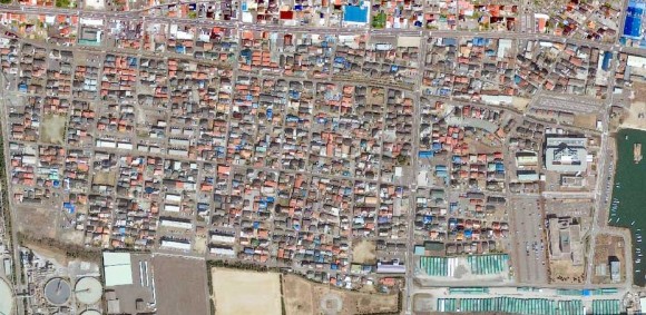 Ishinomaki, Japan on April 4, 2010. Satellite image courtesy of GeoEye.