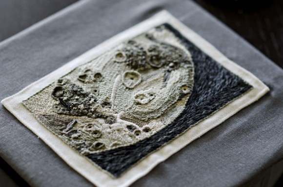 'High Texture Hand Embroidery of the Moon,' by Rachel Barry Hobson, which won the NASA/Etsy craft contest in the 2D Original category.