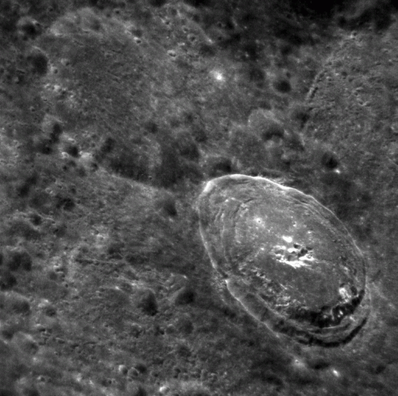 Oblique view of Bek crater on Mercury. Credit: NASA/Johns Hopkins University Applied Physics Laboratory/Carnegie Institution of Washington