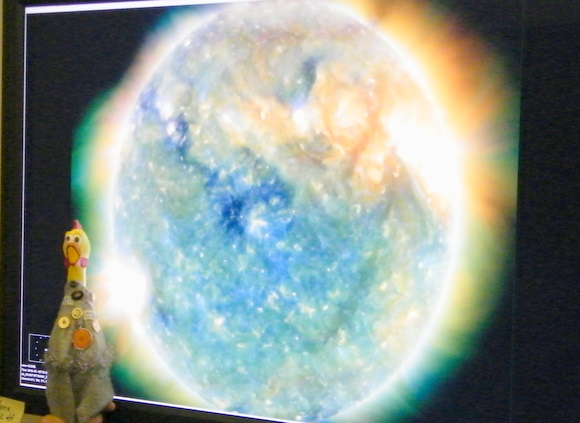 Camilla oversees the images coming back from the Solar Dyamics Observatory's instruments at Lockheed Martin facility in California. Credit: Nancy Atkinson.