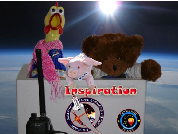 Camilla, Skye Bleu, and Fuzz Aldrin get ready for their mission. Credit: SDO
