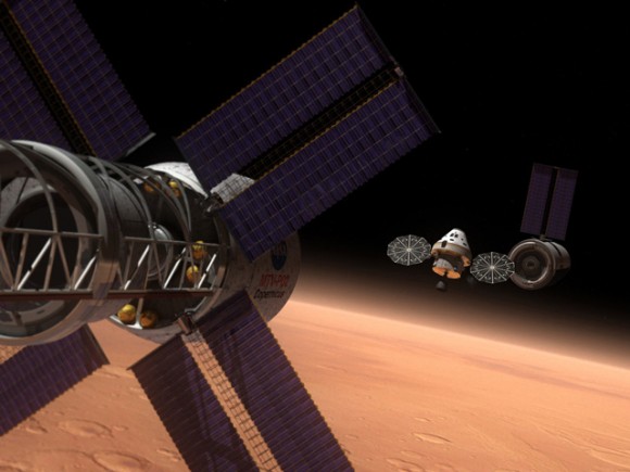 Artist's rendering of the Multi-Purpose Crew Vehicle on a deep space mission. Image credit: NASA