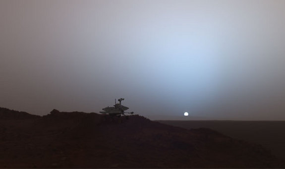 The sun has set for the Spirit rover on Mars. Credit: NASA