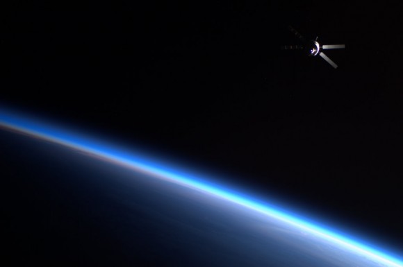 ATV2 (Johannes Kepler) as it departs the ISS against the backdrop of Earth. Credit: NASA/Ron Garan