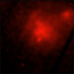 A collision of galaxy clusters about 3.5 billion light years away.