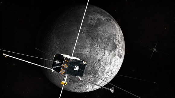 An artist's concept of the ARTEMIS spacecraft in orbit around the Moon. Credit: NASA