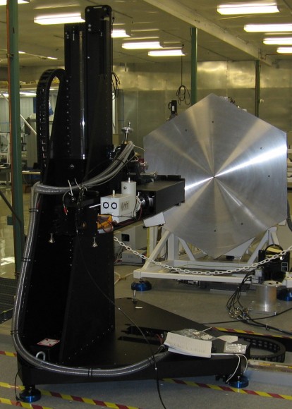 Image of the Scanning Shack Hartmann System (SSHS), a pair of large mirror test stations used to measure the mirror segments of the Webb telescope. As part of that SSHS program, several improvements were made to the wavefront sensor technology that now allow eye health instruments to be aligned more precisely. Credit: Abbott Medical Optics Inc.