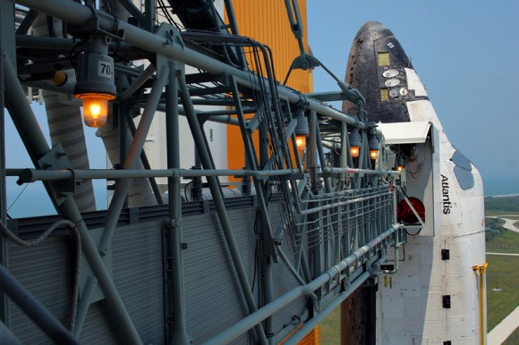 A view of the walkway to enter the shuttle. Credit: Mike Deep for Universe Today.