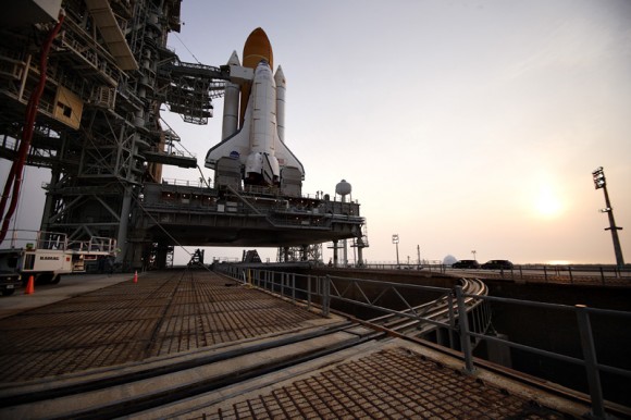 Sunrise at launchpad 39A. Credit: Mike Deep for Universe Today.