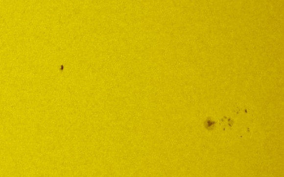Atlantis crosses the face of the Sun July 21st 2011 at 08:27:48 UT, just 21 minutes before the shuttle's deorbit burn to return to Earth. Credit: Thierry Legault.