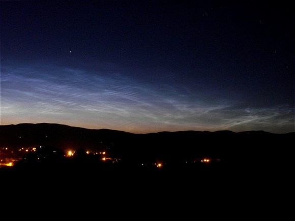 Another view of Noctilucent Clouds from Kendal Castle in the UK on July 1, 2011. Credit: Stu Atkinson
