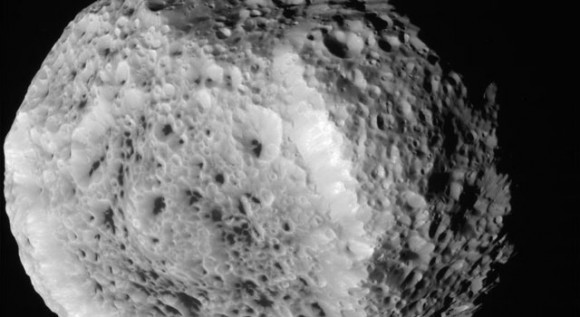 NASA's Cassini spacecraft obtained this unprocessed image of Saturn's moon Hyperion on Aug. 25, 2011. Image credit: NASA/JPL-Caltech/Space Science Institute