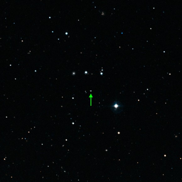 This ancient star, in the constellation of Leo (The Lion), is called SDSS J102915+172927 and has been found to have the lowest amount of elements heavier than helium of all stars yet studied. It has a mass smaller than that of the Sun and is probably more than 13 billion years old. Credit: ESO/Digitized Sky Survey 2
