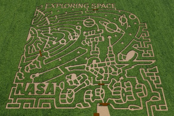 An amazing corn maze with a NASA theme, at Cornbelly's in Lehi, Utah, one of seven around the US in 2011. Image courtesty of The MAiZE Inc.