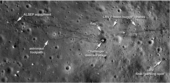 Apollo 17 landing site taken by LRO in its lower orbit, with 25 cm per pixel. Credit: NASA/Goddard/ASU