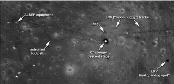 Apollo 17 landing site from the regular 50 km altitude and about 50 cm per pixel. Credit: NASA/ Goddard/ ASU