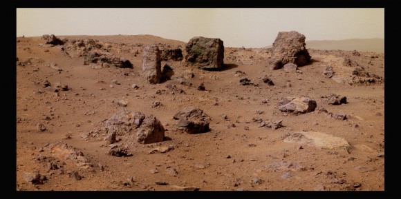 The 'Rock Garden' at the rim of Endeavour Crater on Mars as seen by the Opportunity rover. Credit: NASA/JPL/Caltech, color by Stu Atkinson