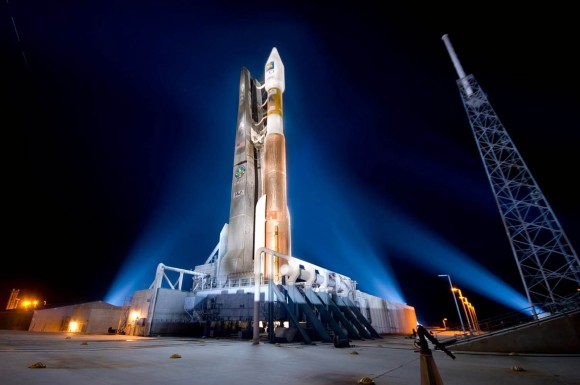 Atlas AV-014 ICO G1 at night lit by spotlights