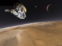 Artist's impression of New Horizons' encounter with Pluto and Charon. Credit: NASA/Thierry Lombry