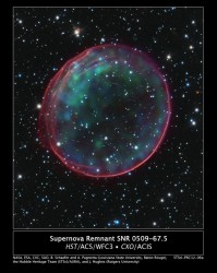 Supernova remnant SNR 0509-67.5. Supernovae provided the heavier elements in the Sun. Image credit: NASA/ESA/CXC Supernova remnant SNR 0509-67.5. Supernovae provided the heavier elements in the Sun. Image credit: NASA/ESA/CXC