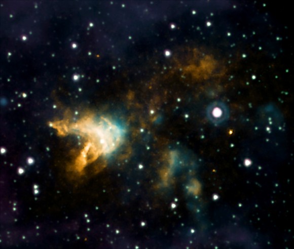 A supernova remnant located about 14,700 light years from Earth toward the center of the Milky Way
