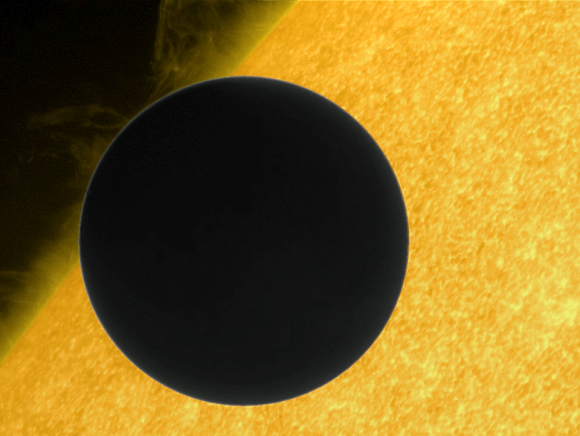 Of course clouds are no issue if you’re watching the Transit of Venus from the ISS or the Hinode spacecraft. Compare this Hinode Transit image published on APOD on June 9 and enhanced by Marco Di Lorenzo,