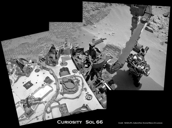 Curiosity Sol 66 Rocknest Scoop_a_Ken Kremer