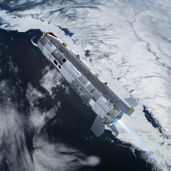 GOCE over ice. Credits: ESA - AOES Medialab