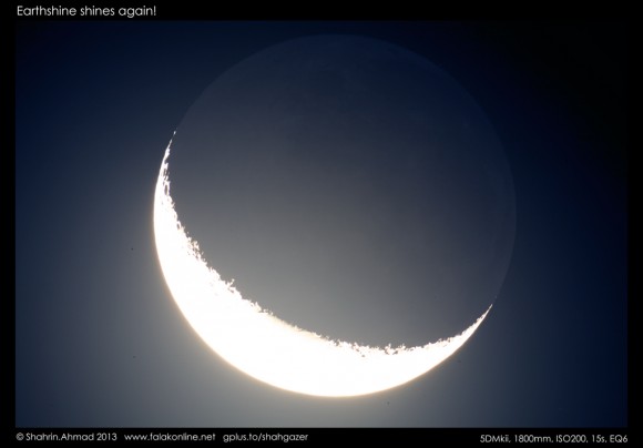 Earthshine on January 15, 2013 from Kuala Lumpur. Credit and copyright: Shahrin Ahmad.