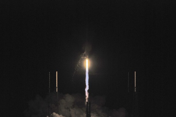 Tower Clear! The vehicle begins to gain speed as she burns off fuel. Credit: John O'Connor/nasatech/