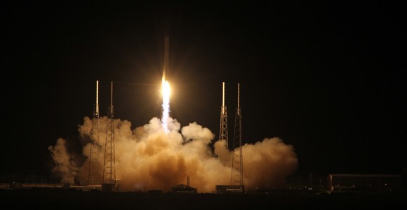 SpaceX Falcon 9 rocket liftoff on May 22, 2012 from Space Launch Complex-40 at Cape Canaveral Air Force Station, Fla., on the first commercial mission to the International Space Station. Orbital hopes to duplicate the SpaceX feat in 2013. Credit: Ken Kremer