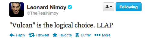 Leonard Nimoy's tweet