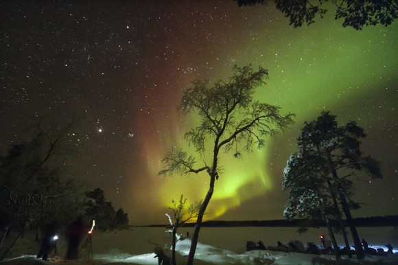 Aurora borealis over Lake Inari in Finland. Shot on 9th Feb. 2013 during #AuroraTweetup. Credit and copyright: Martin Stojanovski.