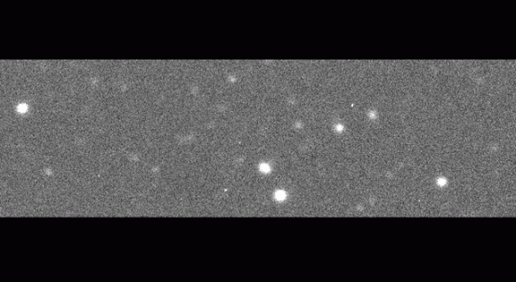 Asteroid 2012 DA14 as seen on February 14, 2013 at 11:00 UTC when the asteroid was at 0.018 Astronomical Unit from Earth. Images taken with Faulkes Telescope South operated by Las Cumbres Observatory Global Telescope Network by E.Gomez. Animation by Ernesto Guido and Nick Howes, Remanzacco Observatory.
