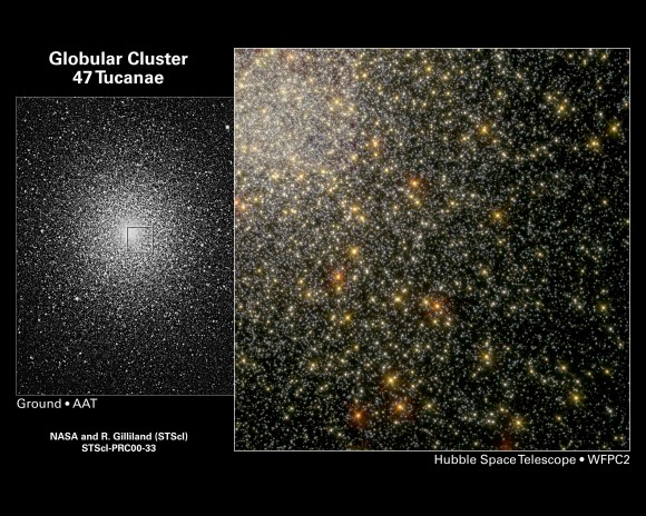 Age estimates for globular clusters were previously larger than that inferred for the Age of the Universe from the Hubble constant (NASA, R. Gilliland (STScI), D. Malin (AAO))