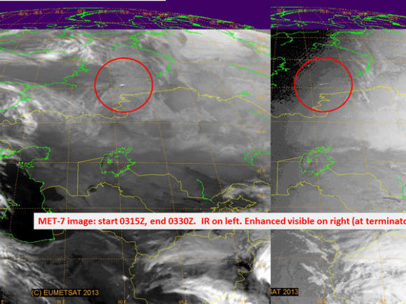 Satellite images from the European MET-7 weather satellite. Credit: EUMETSAT.  