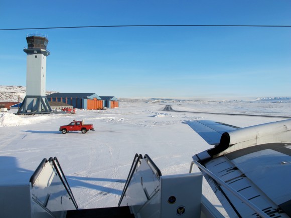 A sunny view of the ramp at Thule Air Base, Greenland, shortly after the NASA P-3B research aircraft arrived on Mar. 18, 2013. Credit: NASA / Jim Yungel