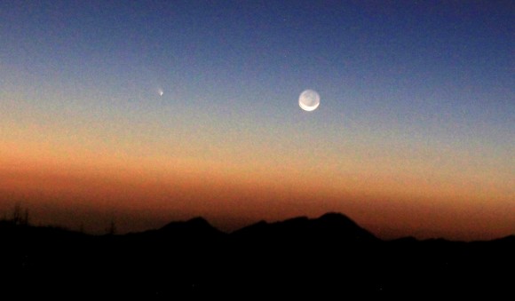 Comet PANSTARRS over the San Gabriel mountains on 3/12/2013 above Pasadena,CA, 3-4 miles from Mt.Wilson. Shot with a with Canon 60D. Credit and copyright: Henry Levenson.