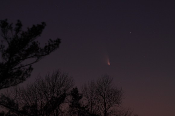 Comet PANSTARRS, shot from near Keene, Ontario, Canada, on March 16, 2013, using a Canon 50D (modified) with Canon 200mm lens; 4 sec. exp.; f/4.5; 640 ISO. Credit and copyright: Rick Stankiewicz, Peterborough Astronomical Association (PAA)