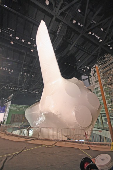 Rear view of plastic wrapped Space Shuttle Atlantis with soaring tail at the Kennedy Space Center Visitor complex in Florida. Credit: Ken Kremer (kenkremer.com)