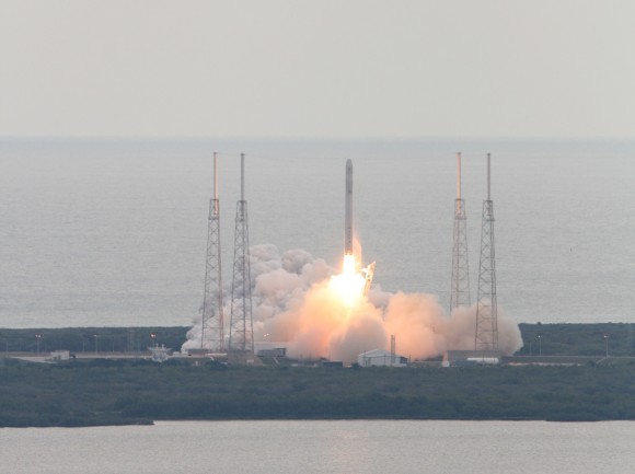 Falcon 9 SpaceX CRS-2 launch on March 1, 2013 ISS - shot from the roof of the Vehicle Assembly Building. . Credit: Ken Kremer/www.kenkremer.com