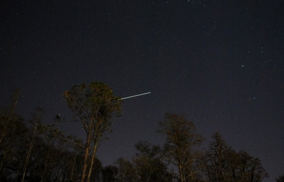 A 20 second time exposure of the International Space Station. (Photo by Author).