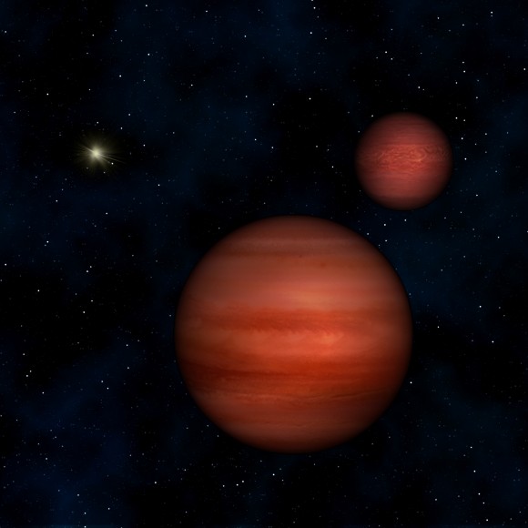 An artist's conception of looking back at Sol from the binary brown dwarf system WISE 1049-5319, 6.5 light years distant. (Credit: Janella Williams, Penn State University).