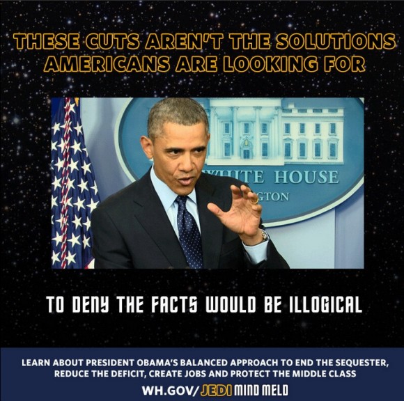 The White House released this image to raise awarness of the sequester (http://www.wh.gov/jedimindmeld , image credit: Whitehouse).