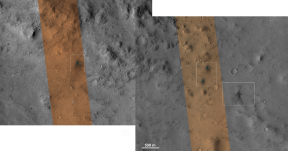 HiRISE images of MSL's impact craters (NASA/JPL/University of Arizona)