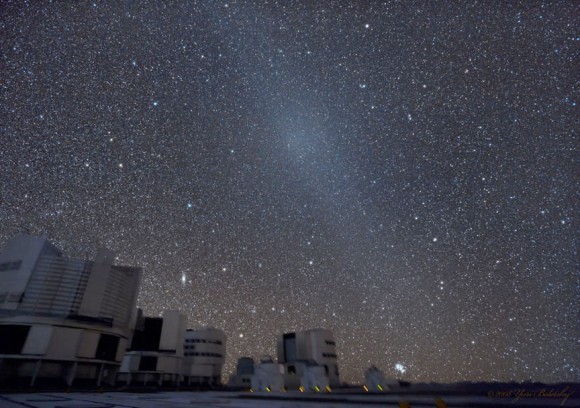 The gegenschein is the small, oval glow within the zodiacal band seen in this photo taken at the European Southern Observatory in Chile. Credit: ESO / Yuri Beletsky