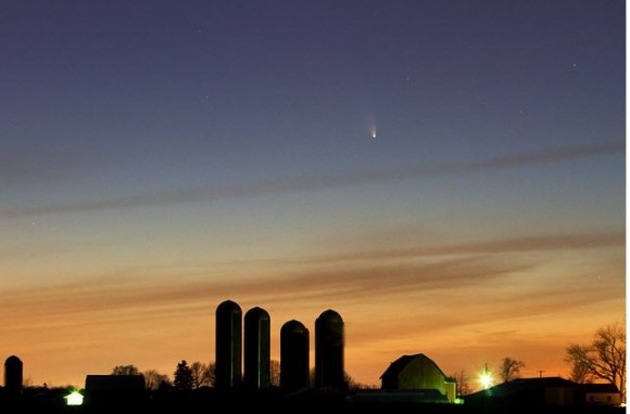 Comet PANSTARRS above a farm near Alto, Michigan. Credit: Kevin's Stuff on Flickr. 