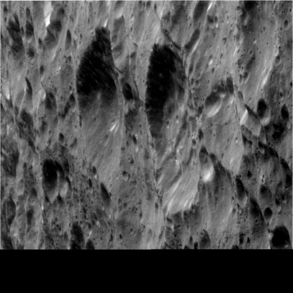 This raw, unprocessed image of Rhea was taken on March 9, 2013. Credit: NASA/JPL-Caltech/Space Science Institute