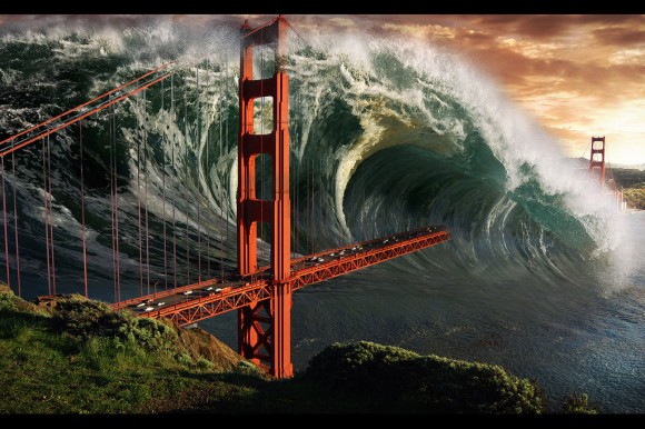 Sketch of the ensuing Tsunami caused by an impactor from Space (image credit: binouse49/devianart).